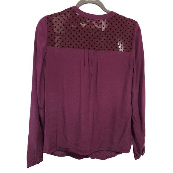 Boden women’s size 6 purple long sleeve polka dot yoke button front top - Picture 2 of 7